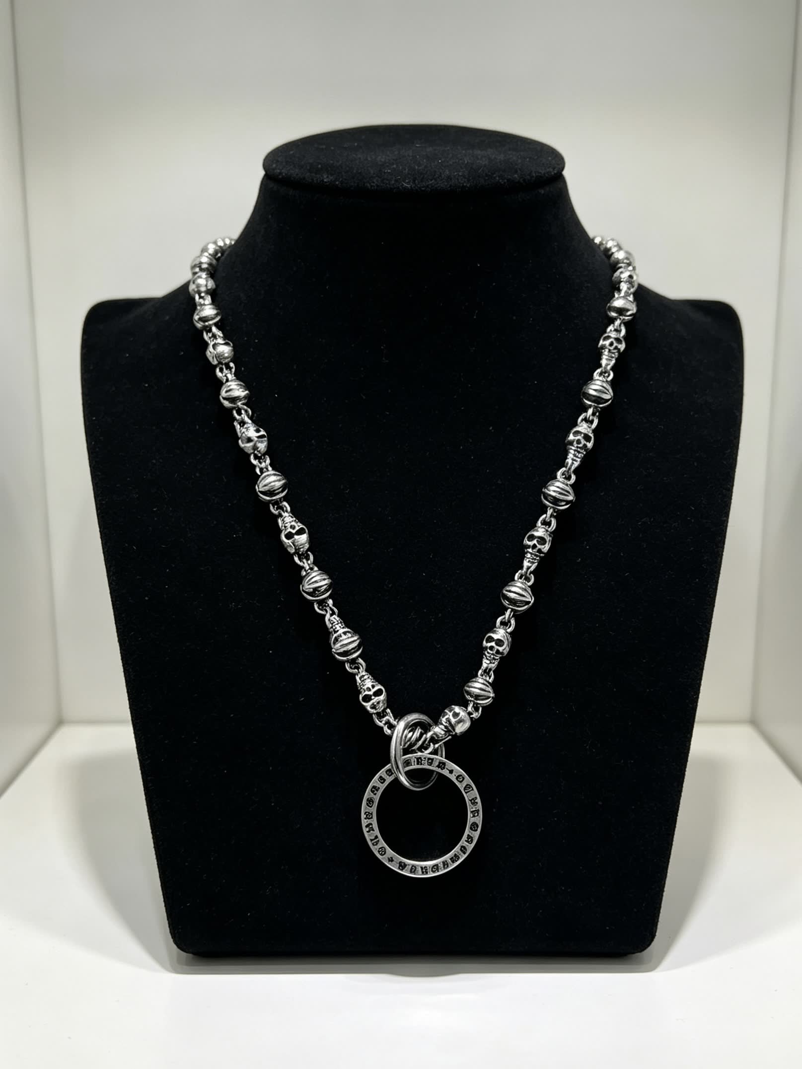 Chrome Hearts Silver Skull and Star Chain Necklace